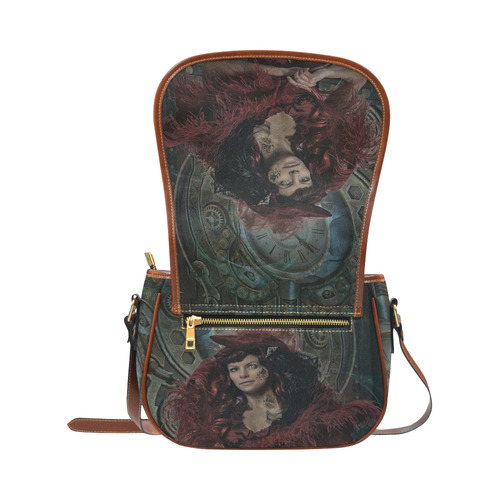 Fantastic Victorian Steampunk Lady Saddle Bag/Small (Model 1649) Full Customization