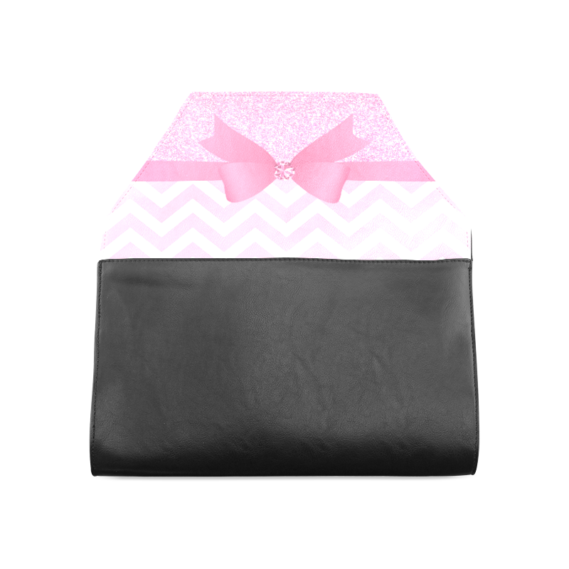 Pink Glitter, Pink Chevron, Pink Bow Clutch Bag (Model 1630)