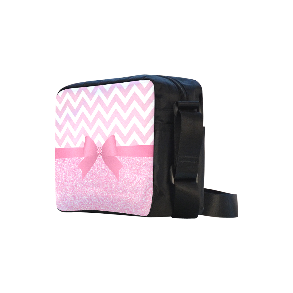 Pink Glitter, Pink Chevron, Pink Bow Classic Cross-body Nylon Bags (Model 1632)