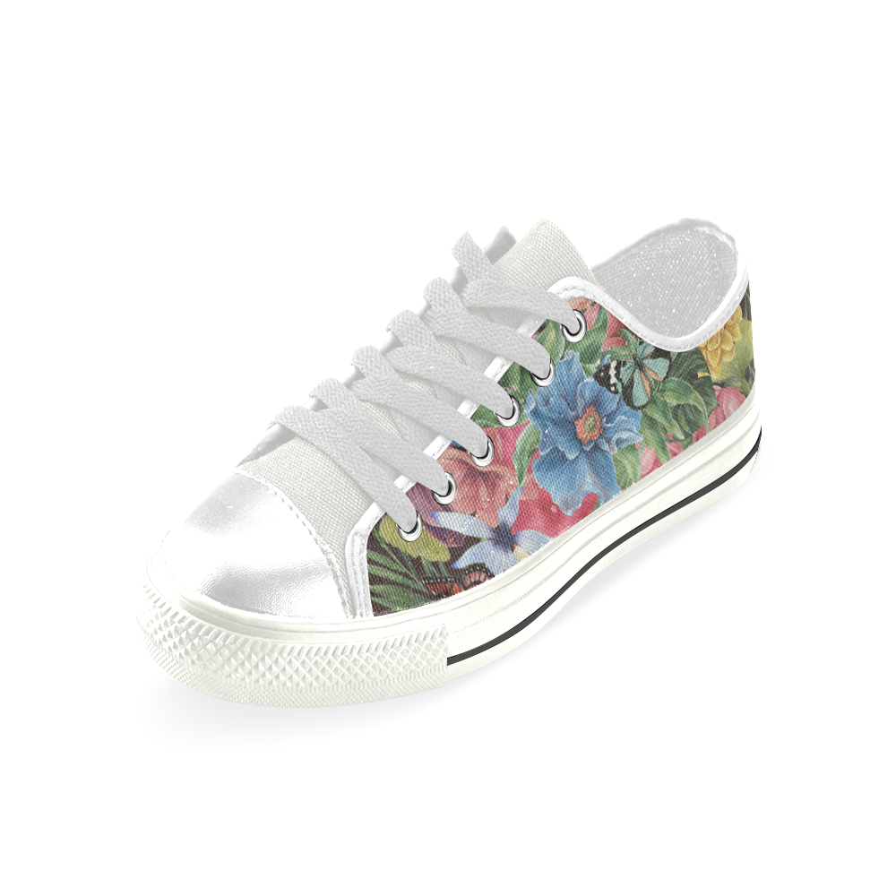 collage_ Spring II _ Gloria Sánchez Low Top Canvas Shoes for Kid (Model 018)