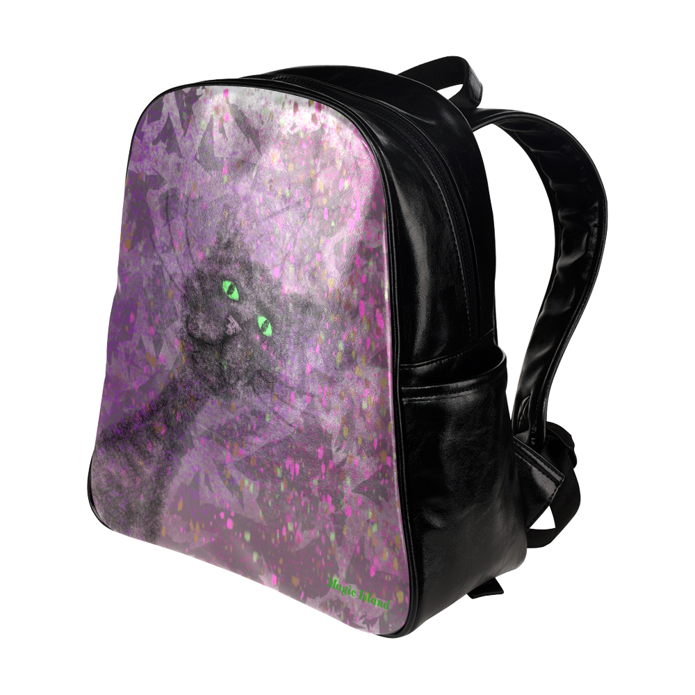 Curious Cat. Inspired by the Magic Island of Gotland. Multi-Pockets Backpack (Model 1636)