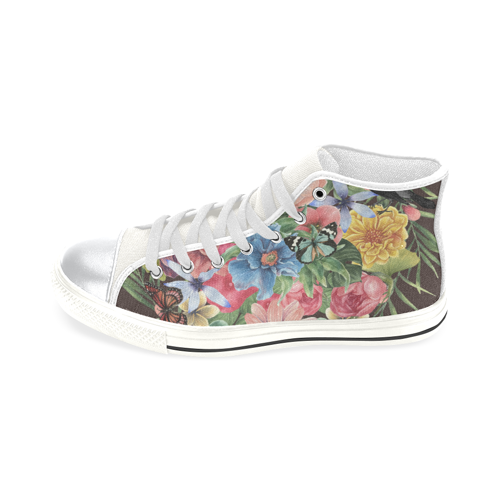collage_ Spring II _ Gloria Sánchez High Top Canvas Shoes for Kid (Model 017)