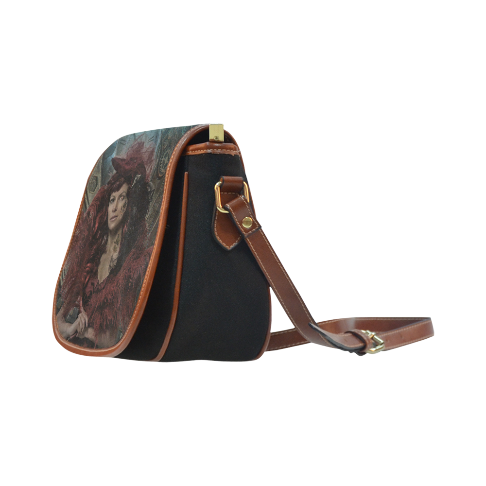 Fantastic Victorian Steampunk Lady Saddle Bag/Small (Model 1649)(Flap Customization)