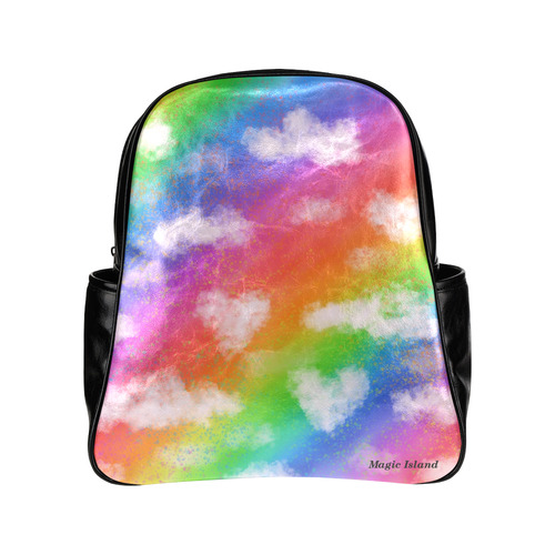 Rainbow Love (black). Inspired by the Magic Island of Gotland. Multi-Pockets Backpack (Model 1636)