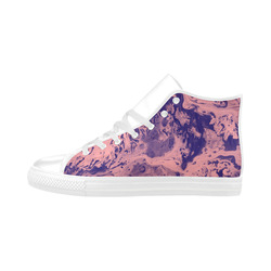 Effect marble blue & pink Aquila High Top Microfiber Leather Women's Shoes/Large Size (Model 032)