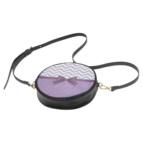 Purple Glitter, Purple Chevron, Purple Bow Round Sling Bag (Model 1647)