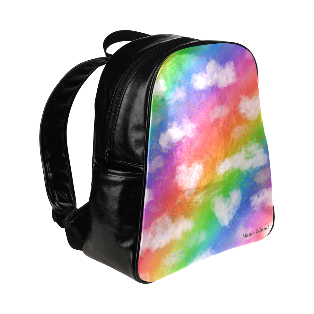 Rainbow Love (black). Inspired by the Magic Island of Gotland. Multi-Pockets Backpack (Model 1636)