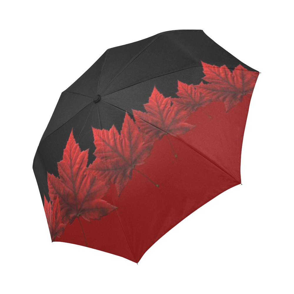 Canada Maple Leaf Umbrella Black & Red Auto-Foldable Umbrella (Model U04)