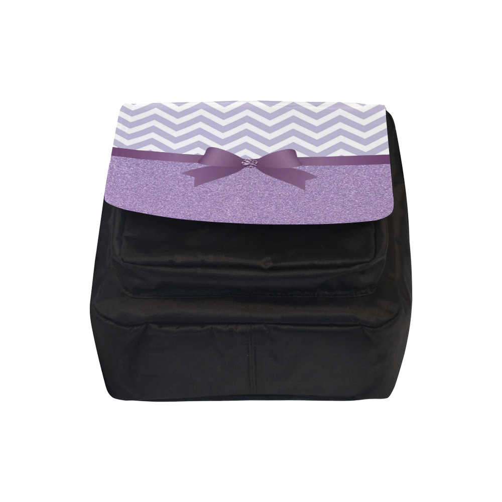 Purple Glitter, Purple Chevron, Purple Bow Crossbody Nylon Bags (Model 1633)