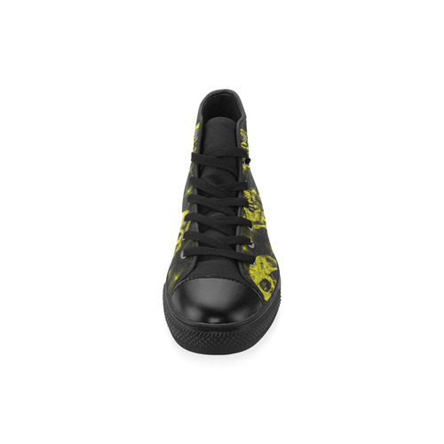 sparkling glitter skulls yellow by JamColors High Top Canvas Shoes for Kid (Model 017)