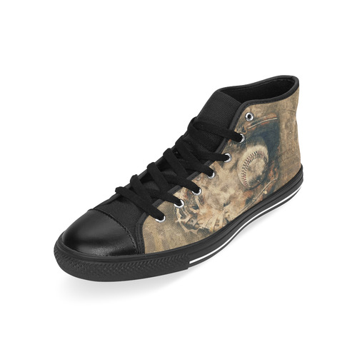 Abstract Vintage Baseball Men’s Classic High Top Canvas Shoes /Large Size (Model 017)