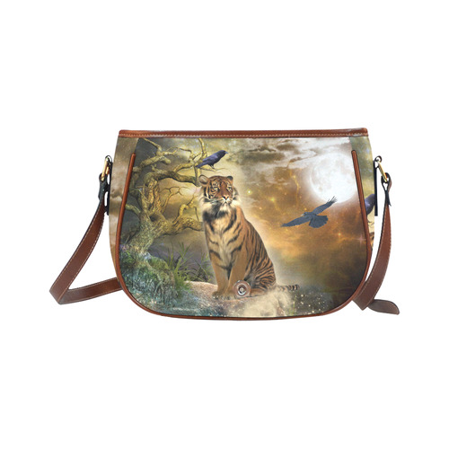 Awesome itger in the night Saddle Bag/Small (Model 1649) Full Customization