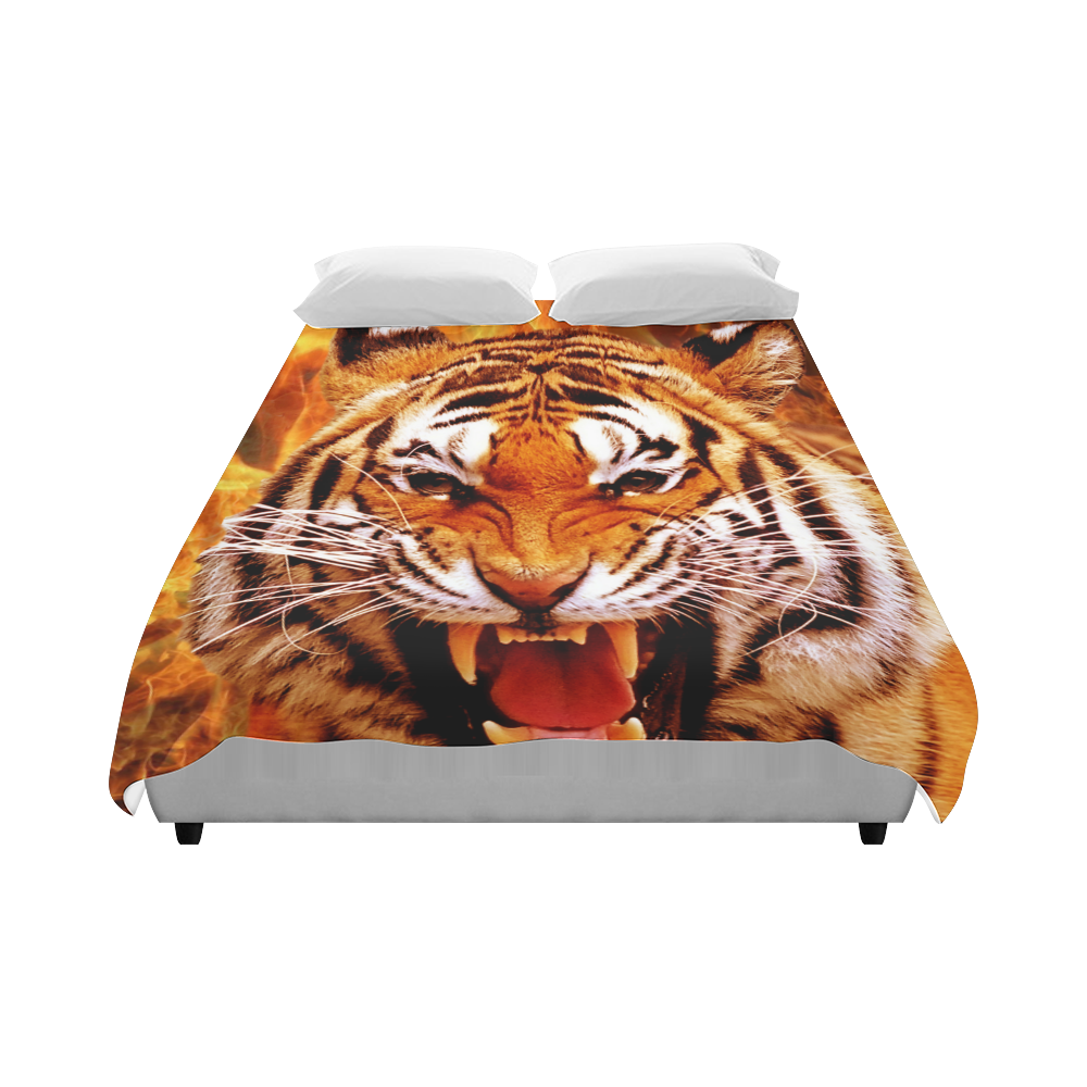 Tiger and Flame Duvet Cover 86"x70" ( All-over-print)
