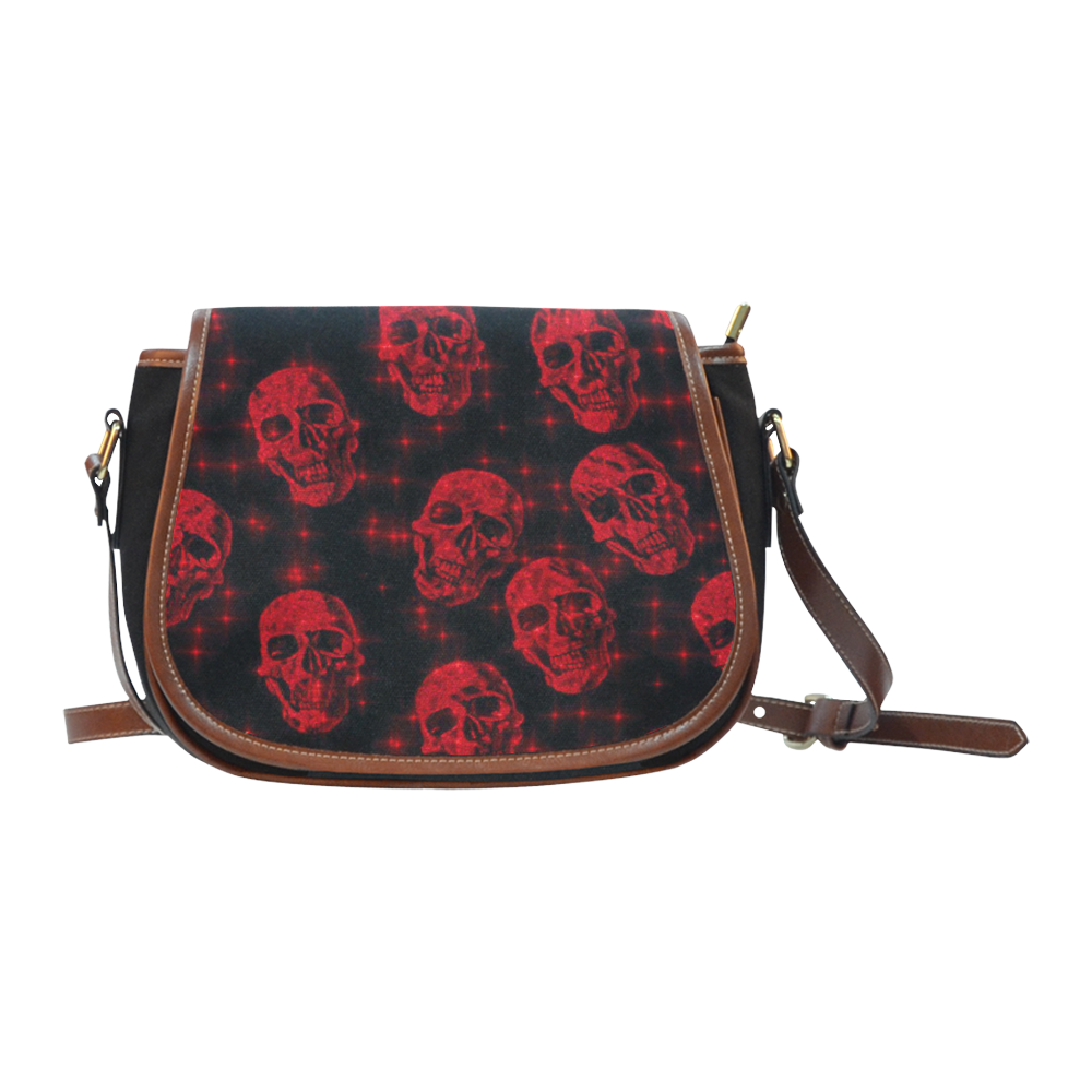 sparkling glitter skulls red by JamColors Saddle Bag/Small (Model 1649)(Flap Customization)