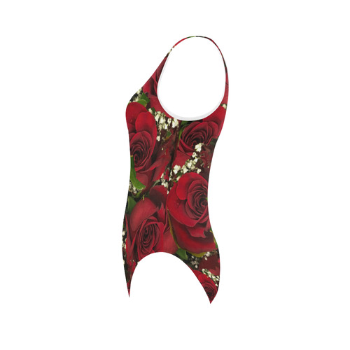 Carmine Roses Vest One Piece Swimsuit (Model S04) | ID: D1330384