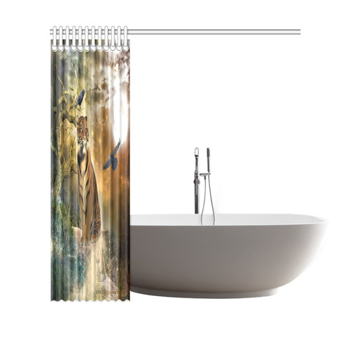 Awesome itger in the night Shower Curtain 69"x70"
