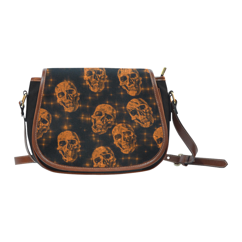 sparkling glitter skulls orange by JamColors Saddle Bag/Small (Model 1649)(Flap Customization)