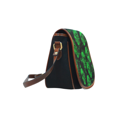 sparkling glitter skulls green by JamColors Saddle Bag/Small (Model 1649)(Flap Customization)