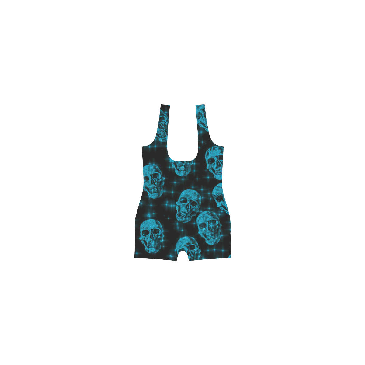 sparkling glitter skulls teal by JamColors Classic One Piece Swimwear (Model S03)