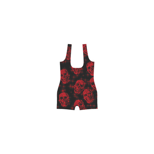 sparkling glitter skulls red by JamColors Classic One Piece Swimwear (Model S03)