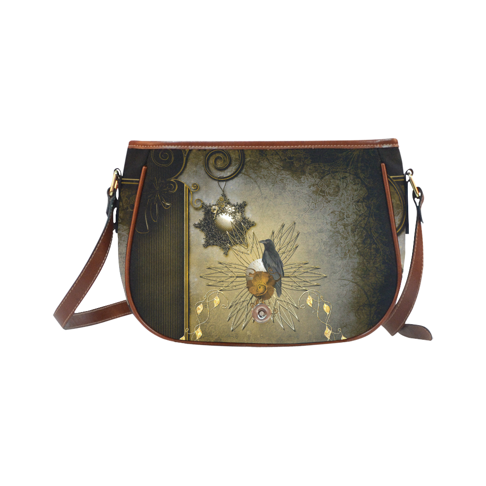 Decorative design with crow Saddle Bag/Small (Model 1649) Full Customization