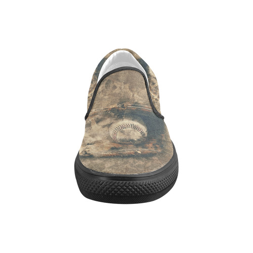 Abstract Vintage Baseball Men's Slip-on Canvas Shoes (Model 019)