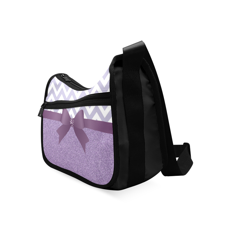 Purple Glitter, Purple Chevron, Purple Bow Crossbody Bags (Model 1616)