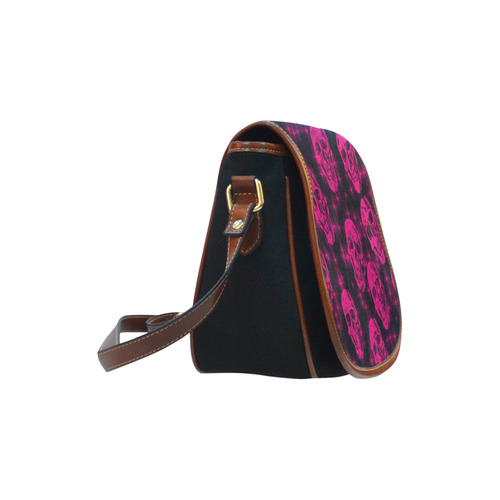 sparkling glitter skulls pink by JamColors Saddle Bag/Small (Model 1649)(Flap Customization)