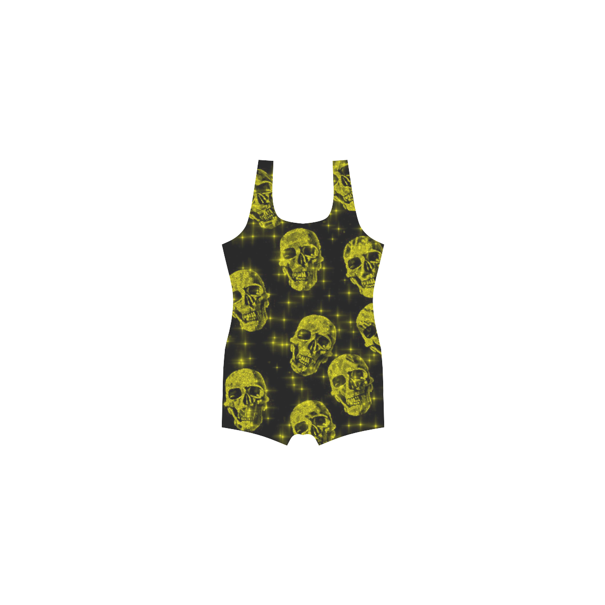 sparkling glitter skulls yellow by JamColors Classic One Piece Swimwear (Model S03)