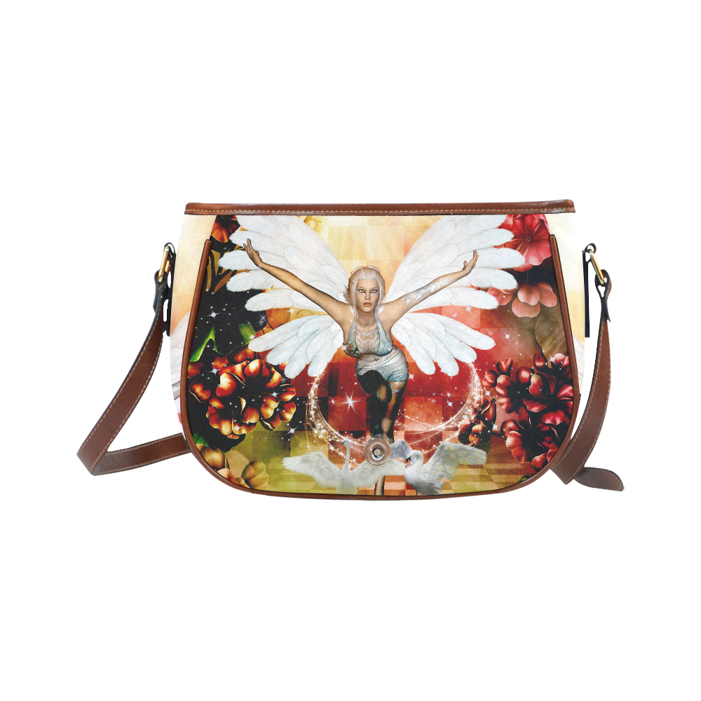 Fairy with swan Saddle Bag/Small (Model 1649) Full Customization