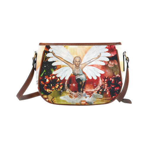 Fairy with swan Saddle Bag/Small (Model 1649) Full Customization