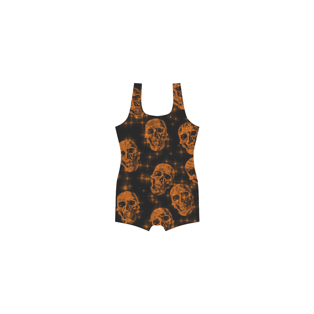 sparkling glitter skulls orange by JamColors Classic One Piece Swimwear (Model S03)