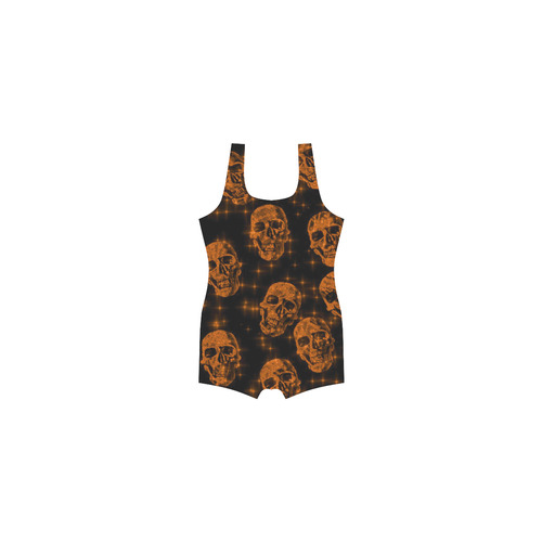 sparkling glitter skulls orange by JamColors Classic One Piece Swimwear (Model S03)
