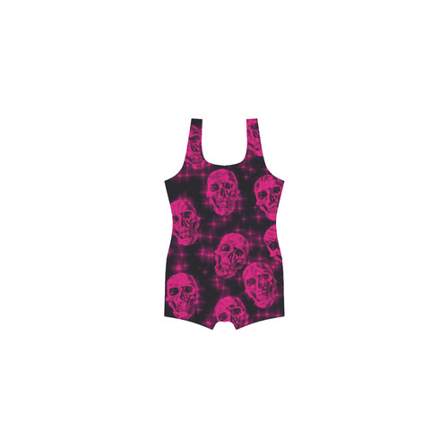 sparkling glitter skulls pink by JamColors Classic One Piece Swimwear (Model S03)
