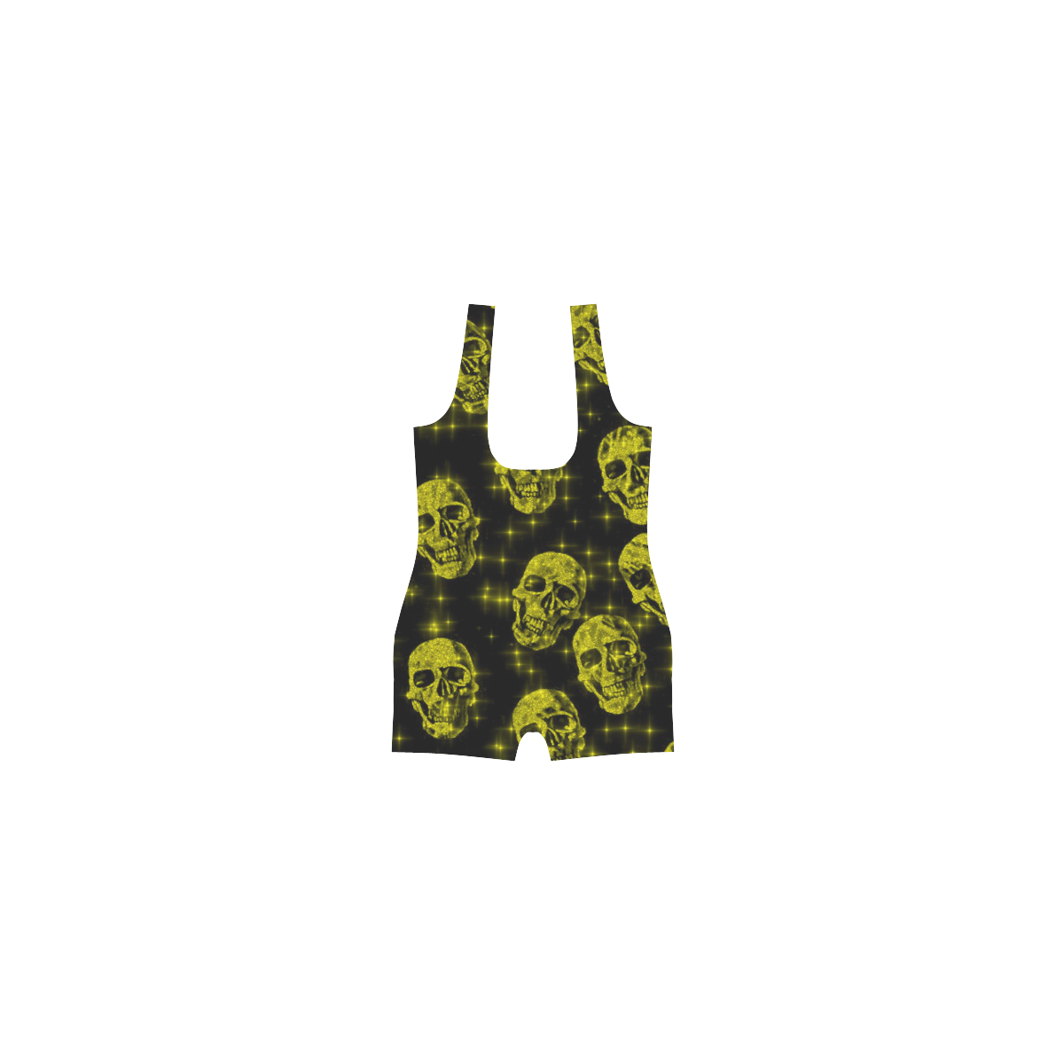 sparkling glitter skulls yellow by JamColors Classic One Piece Swimwear (Model S03)