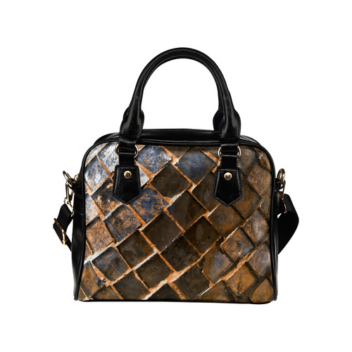 Copper Rust Geometric Pattern Shoulder Handbag (Model 1634)