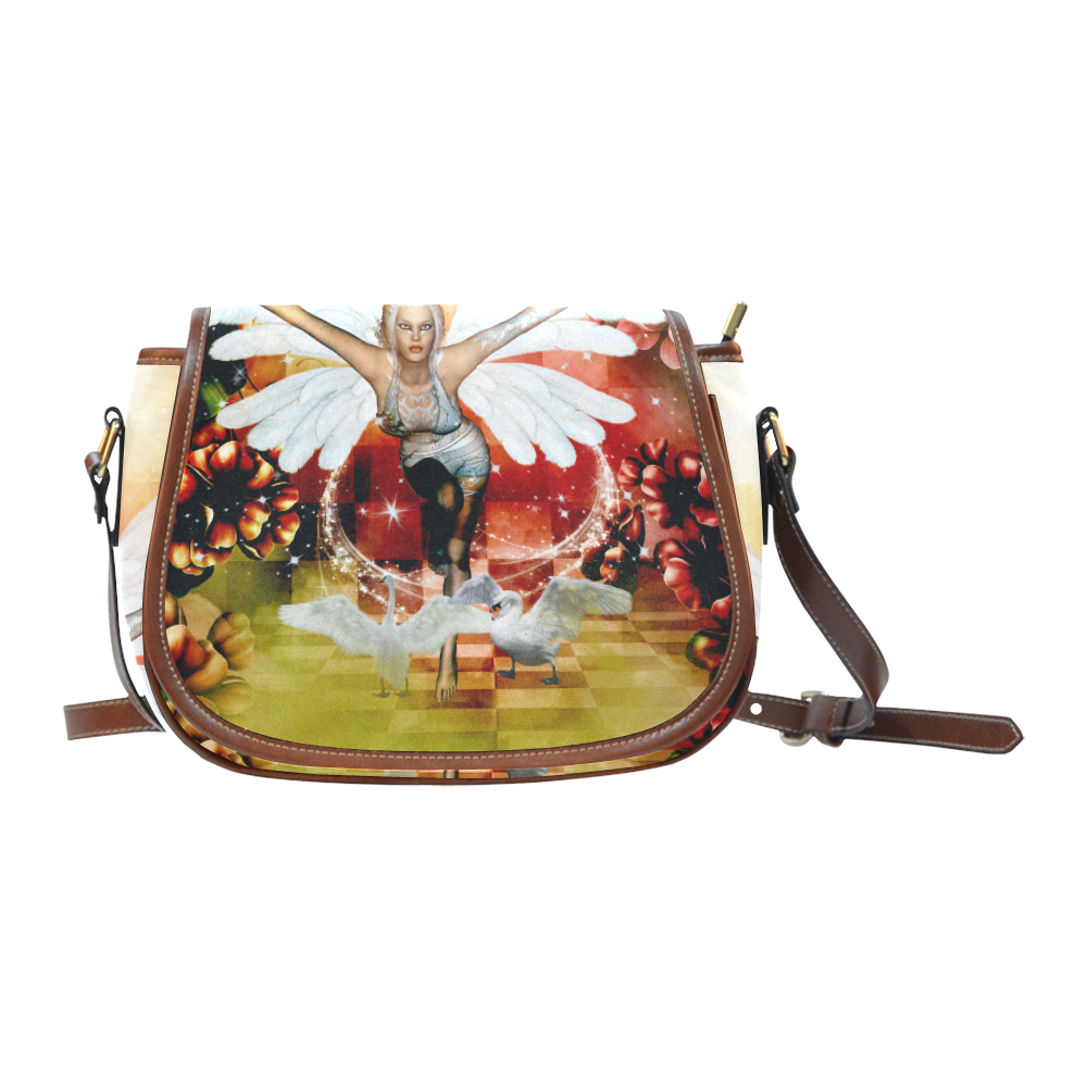 Fairy with swan Saddle Bag/Small (Model 1649) Full Customization