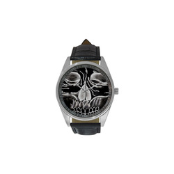 Skull Men's Casual Leather Strap Watch(Model 211)
