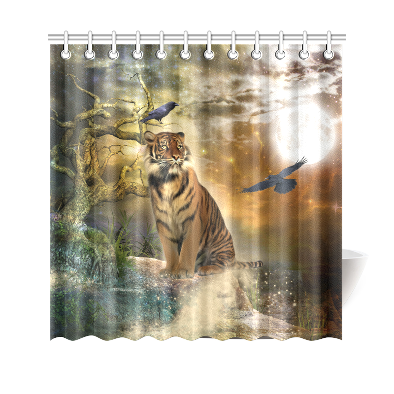 Awesome itger in the night Shower Curtain 69"x70"