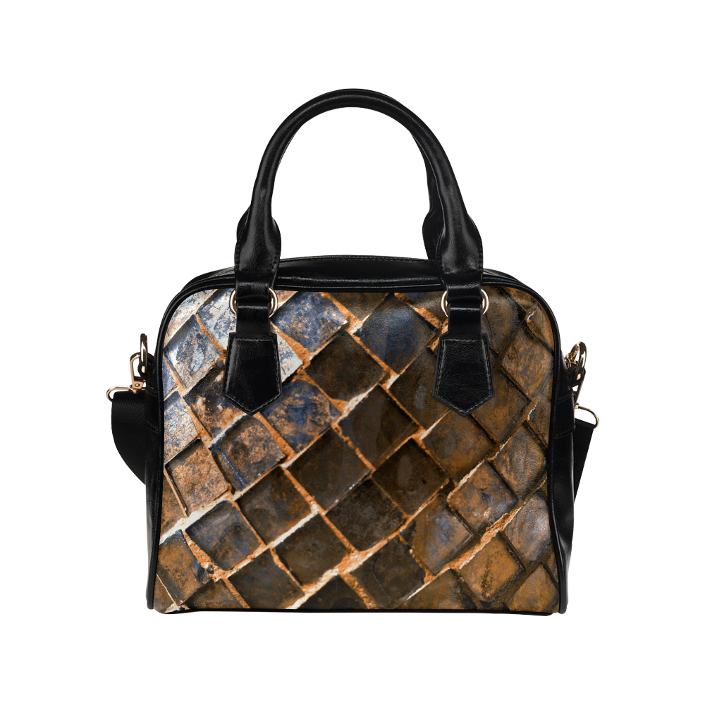 Copper Rust Geometric Pattern Shoulder Handbag (Model 1634)