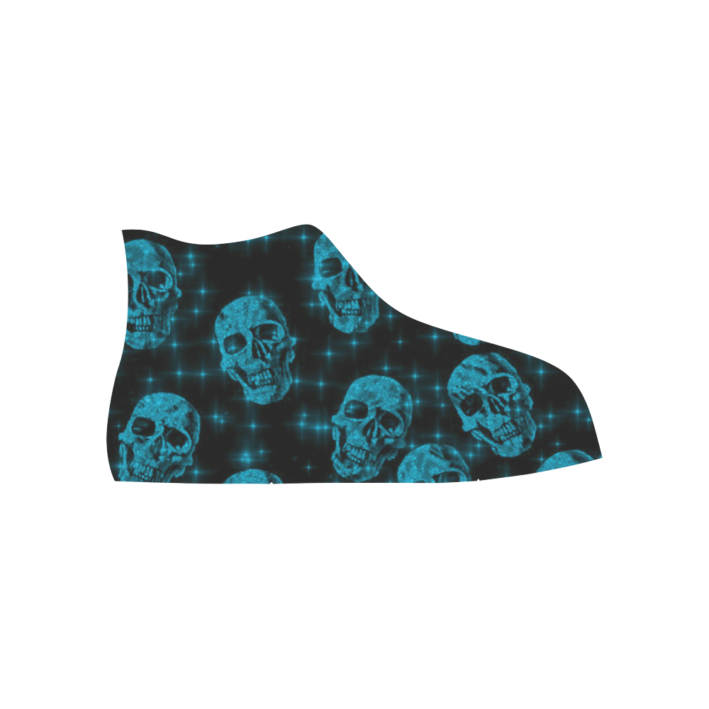 sparkling glitter skulls teal by JamColors High Top Canvas Shoes for Kid (Model 017)
