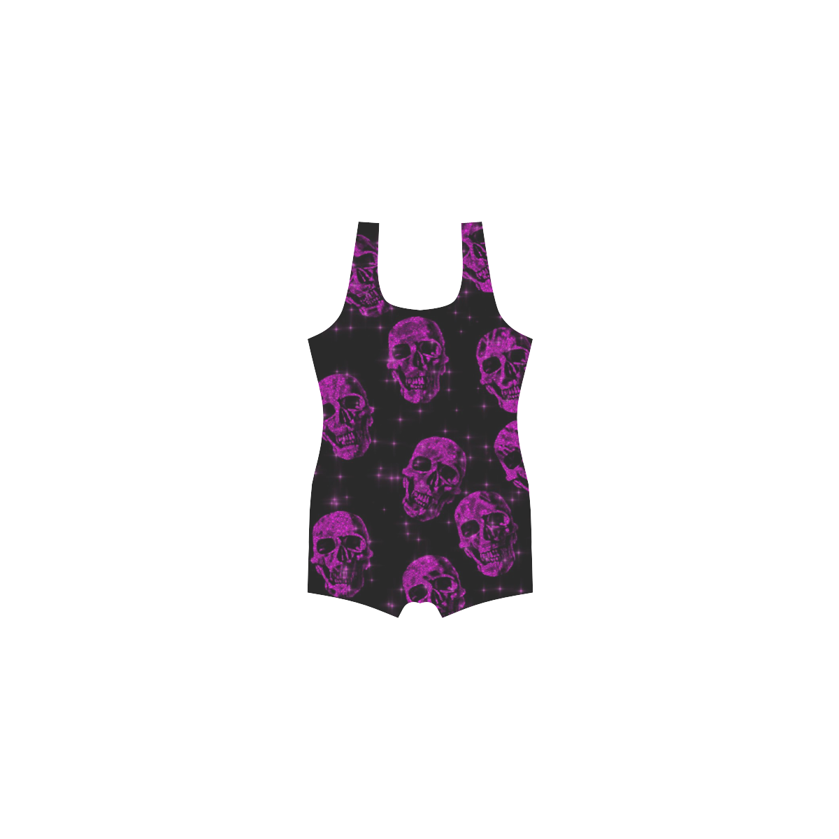 sparkling glitter skulls puprle by JamColors Classic One Piece Swimwear (Model S03)