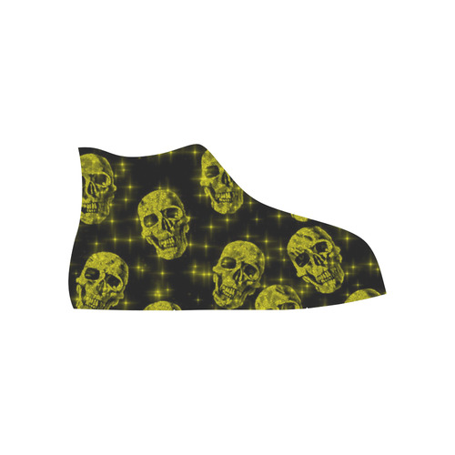 sparkling glitter skulls yellow by JamColors High Top Canvas Shoes for Kid (Model 017)