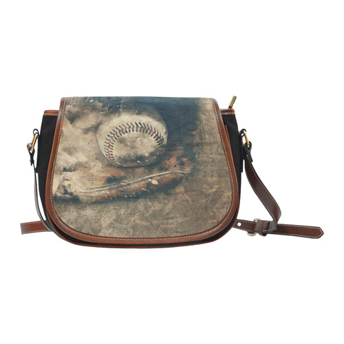 Abstract Vintage Baseball Saddle Bag/Small (Model 1649)(Flap Customization)