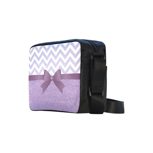 Purple Glitter, Purple Chevron, Purple Bow Classic Cross-body Nylon Bags (Model 1632)