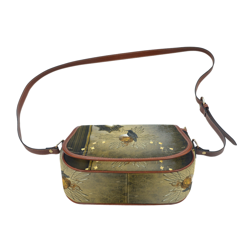 Decorative design with crow Saddle Bag/Small (Model 1649) Full Customization