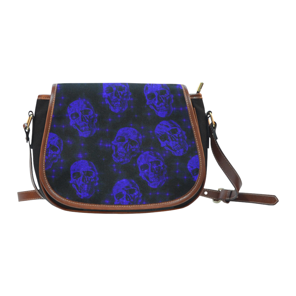 sparkling glitter skulls blue by JamColors Saddle Bag/Small (Model 1649)(Flap Customization)