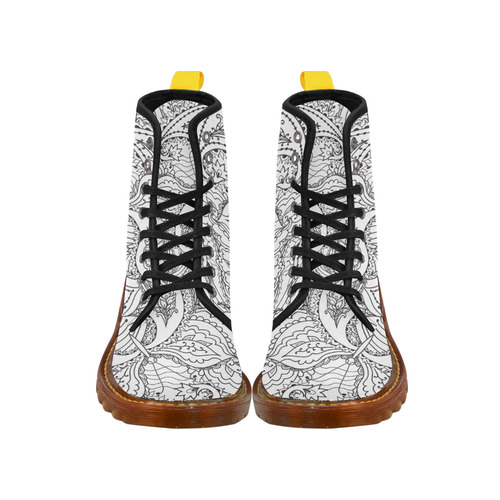 Floral Sketch Martin Boots For Women Model 1203H