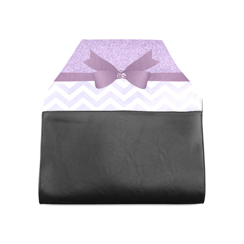 Purple Glitter, Purple Chevron, Purple Bow Clutch Bag (Model 1630)