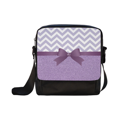 Purple Glitter, Purple Chevron, Purple Bow Crossbody Nylon Bags (Model 1633)